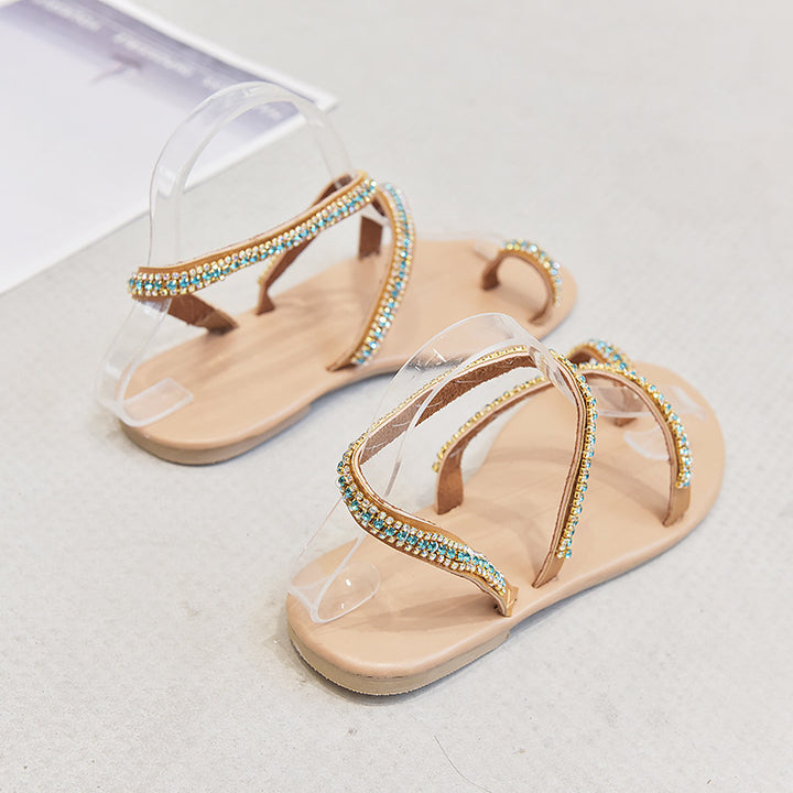 Dame sandaler med funklende pyntesten-design og komfortabel sål Stilla