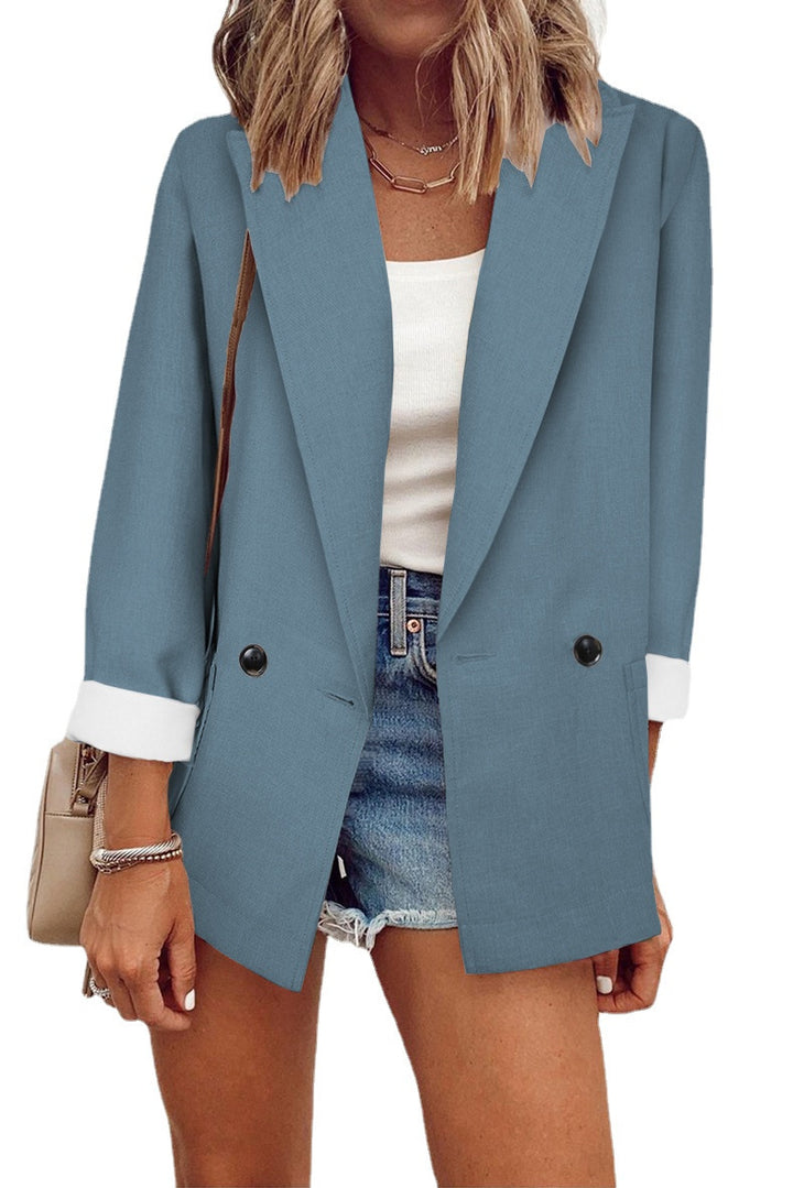 Dame afslappet oversized blazer med to knapper og dybe lommer Stilla