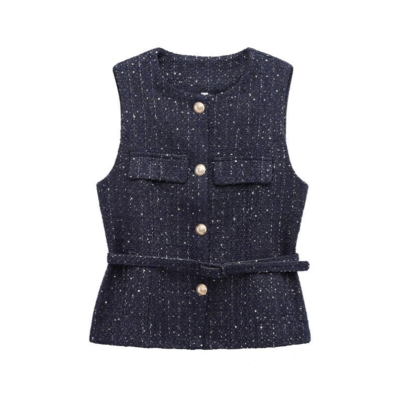 Femme Tekstureret Utility Vest med justerbar talje Stilla