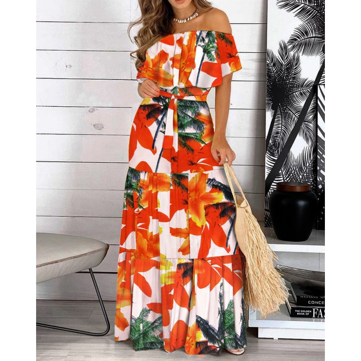 Dame Off-Shoulder Maxikjole med udskåret kant Stilla