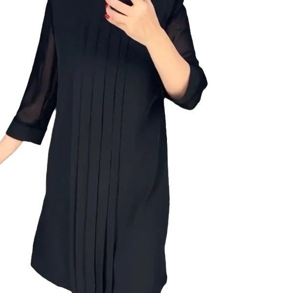 Kvinders maxikjole med elegant drapering og gennemsigtige ærmer Stilla