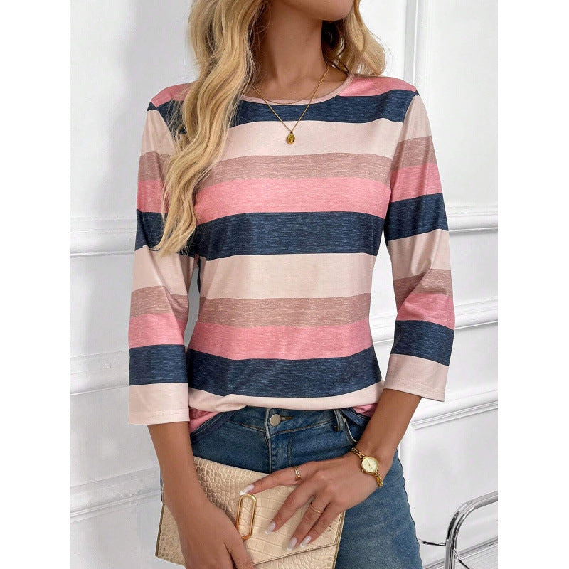 Dame Stribet Langærmet T-Shirt Stilla