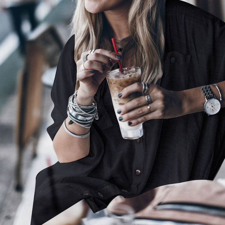 Dame Oversized Skjortebluse i let, åndbart stof Stilla