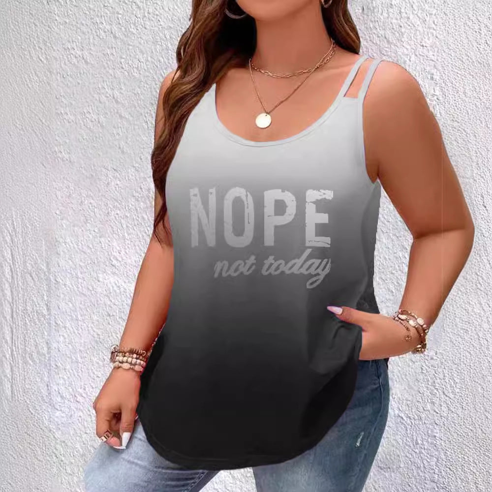 Dame afslappet tanktop med moderne ombre-effekt og sjovt statement Stilla
