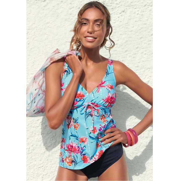 Dame Tankini med blomster Overtøj og elegante bukser Stilla