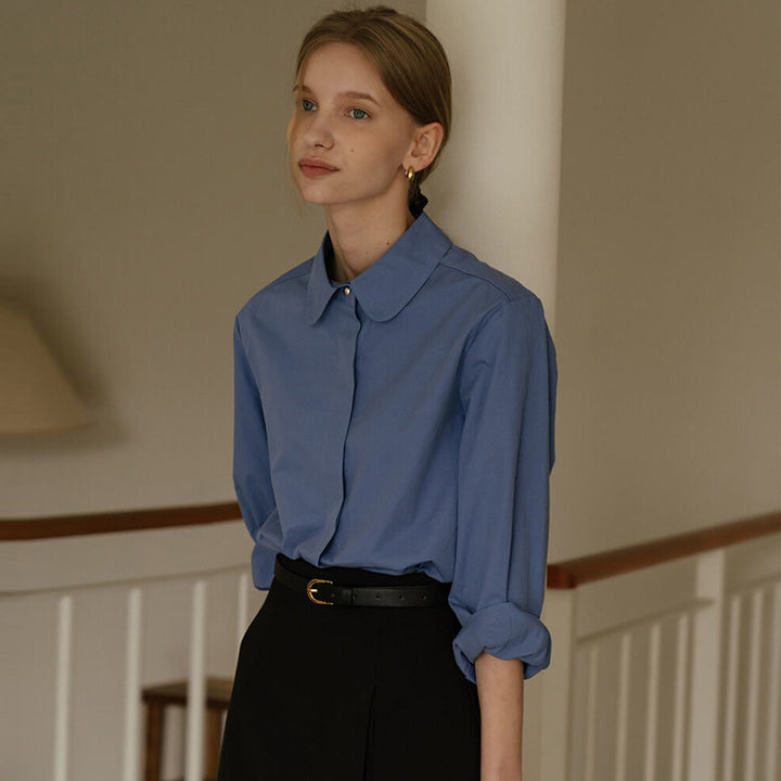 Dame Klassisk Skjorte Bluse med moderne knapdetaljer og let snit Stilla