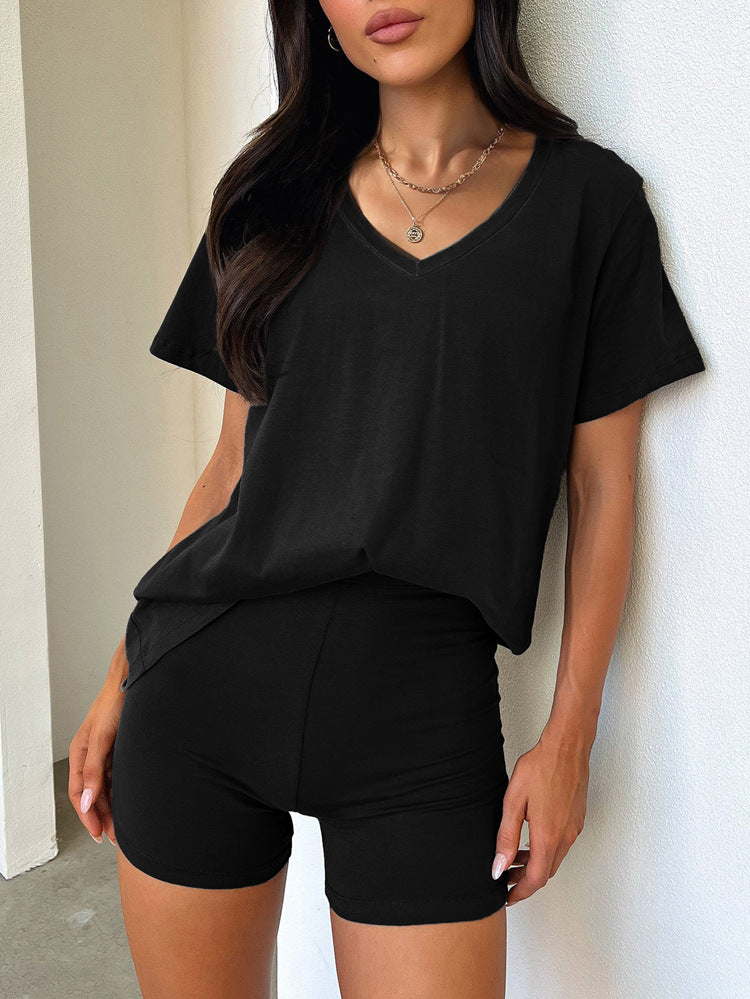 Dame V-hals fritidsbluse i relaxed fit Skovae