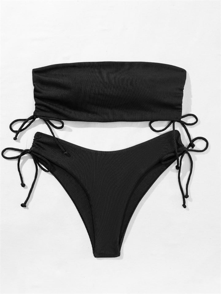 Dame bandeau bikini med rynkning Skovae
