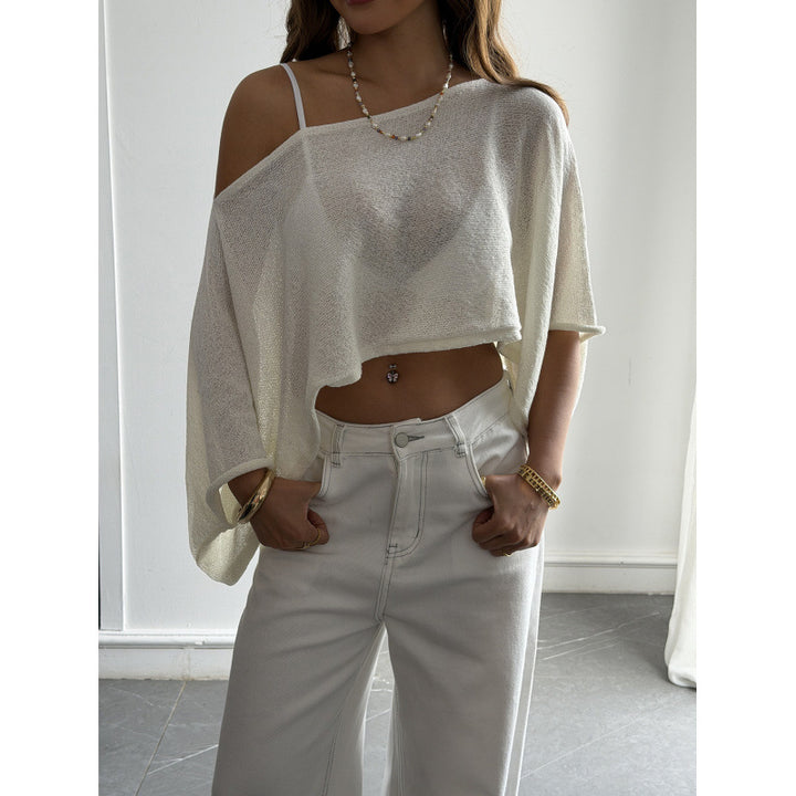Damen Flockiges Crop-Top mit asymmetrischem Design und tiefem Ausschnitt Skovae