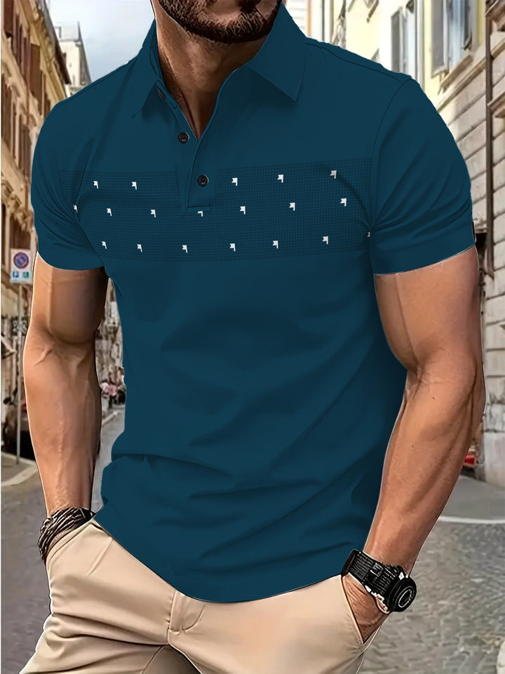 Herrer Poloshirt med moderne striber i to farver og åndbare egenskaber Stilla