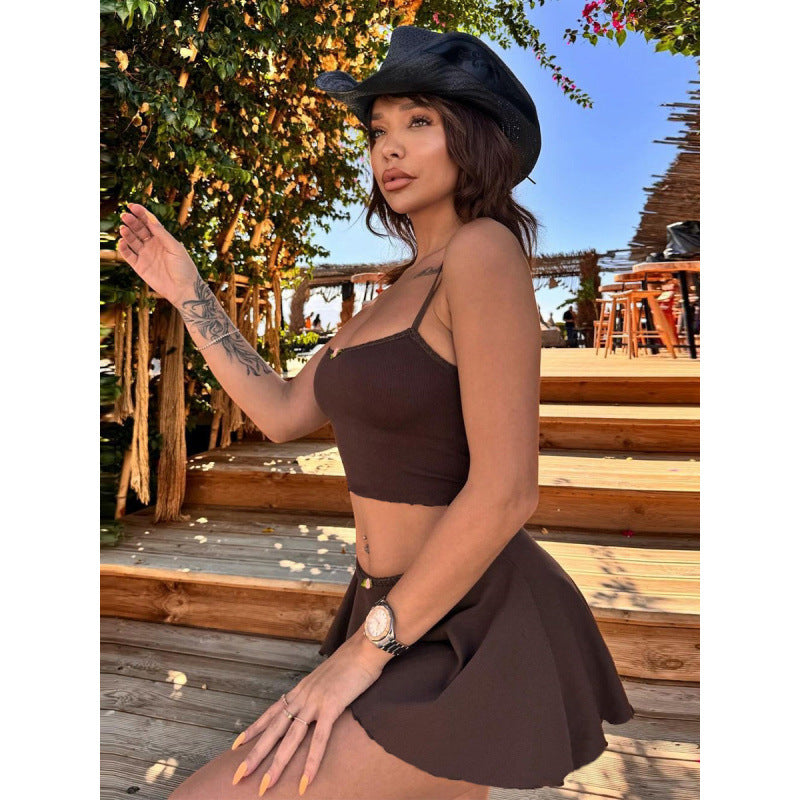 Damen Sommerliches Strandset mit Top und Minirock Skovae