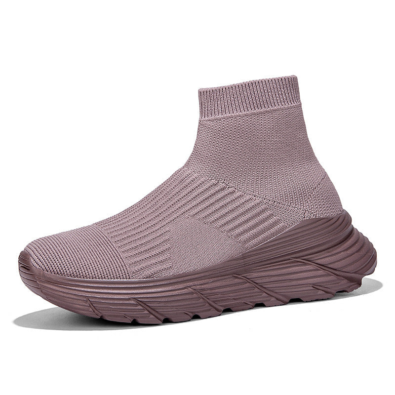 Dame nan sømløs strik-fritids sneakers med sokkekrave og stødabsorberende profil sål Skovae