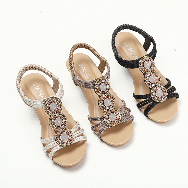 Dame Wedge-sandaler med elegant remdesign og luksuriøse smykkedetaljer Stilla