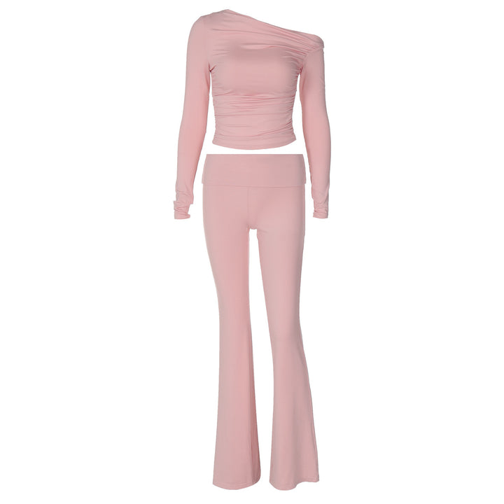 Dame leggings sæt med asymmetrisk top og figursyet snit Stilla