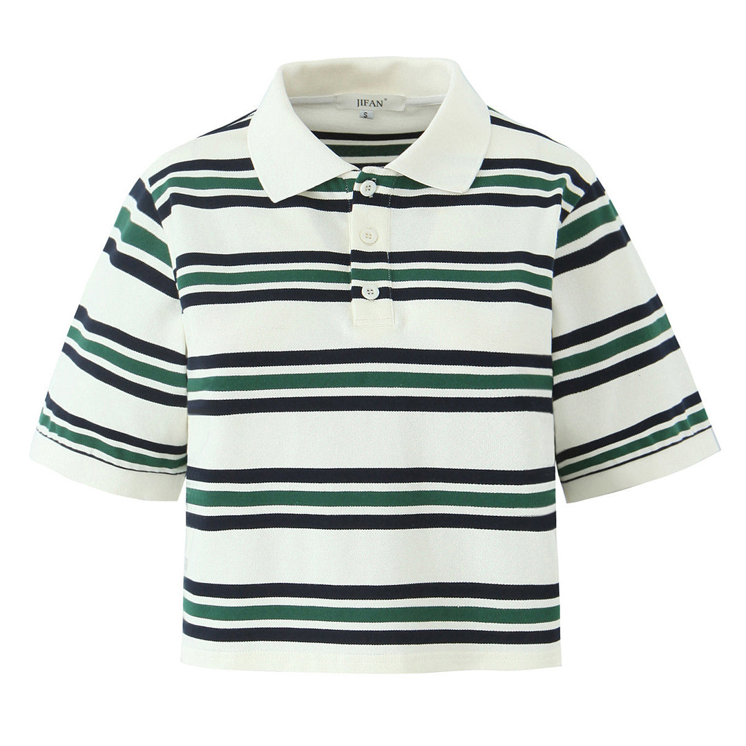 Dame Poloshirt med moderne stribemønster og afslappet snit Stilla