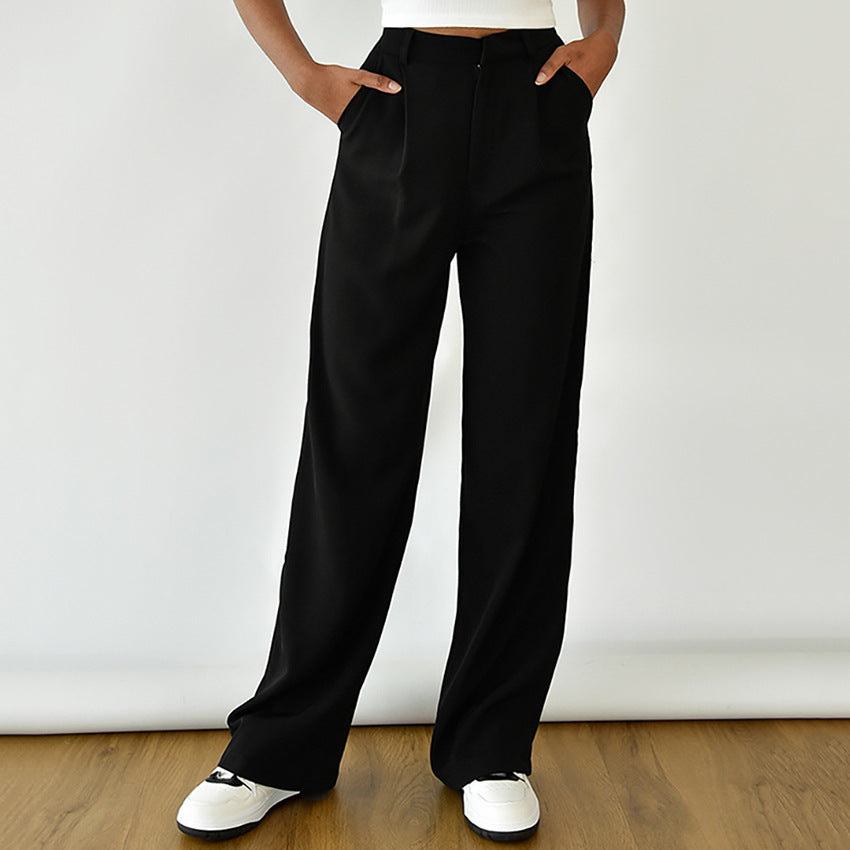 Dame bred chinos med høj talje og elegant plissering Stilla