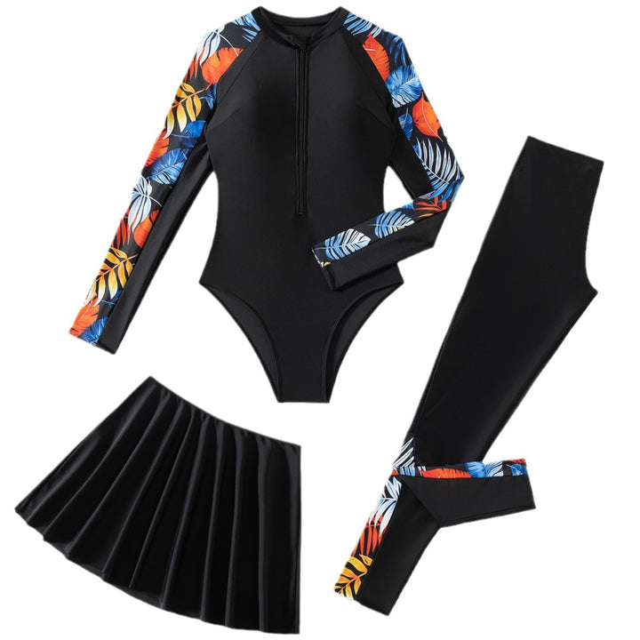 Dame Sporty Badedragt med lange ærmer og skirt Stilla