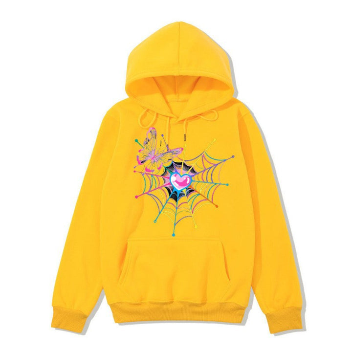 Kvinders hætte sweatshirt med kunstnerisk sommerfugl edderkoppespind motiv Skovae
