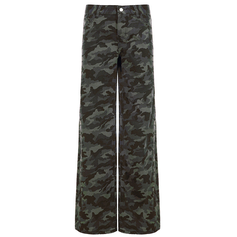 Dame Relaxed Fit Cargobukser med moderigtigt camouflage-mønster Skovae