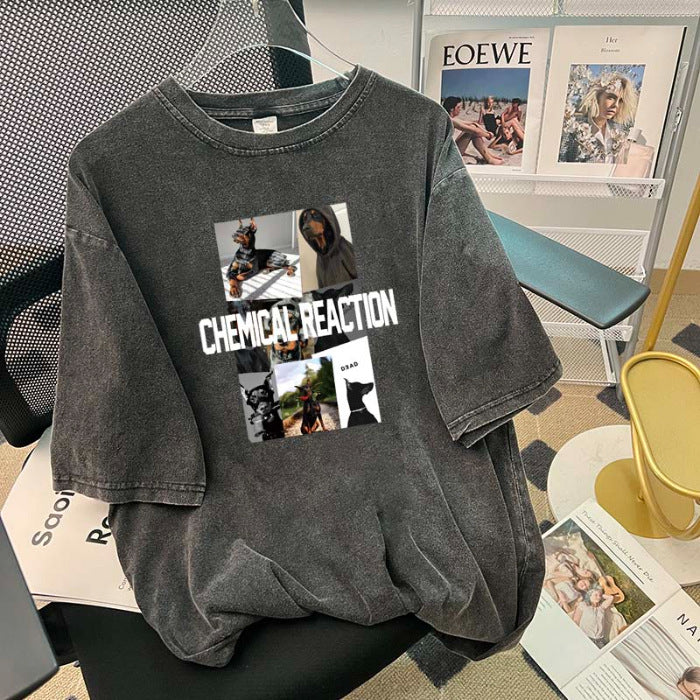 Dame T-shirt i afslappet vintage-stil med iøjnefaldende grafisk tryk Stilla