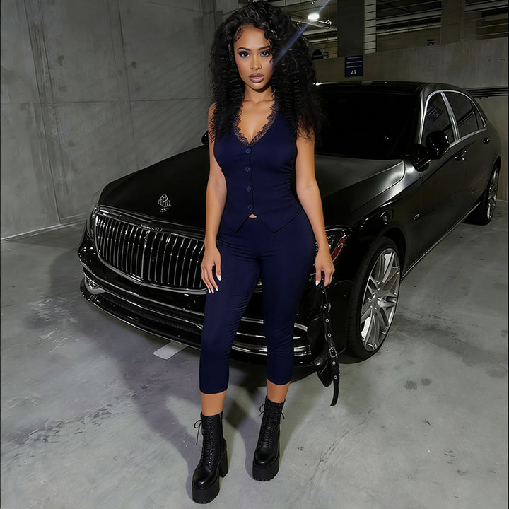 Damen Shaping Jumpsuit mit elegantem Spitzenoberteil Skovae