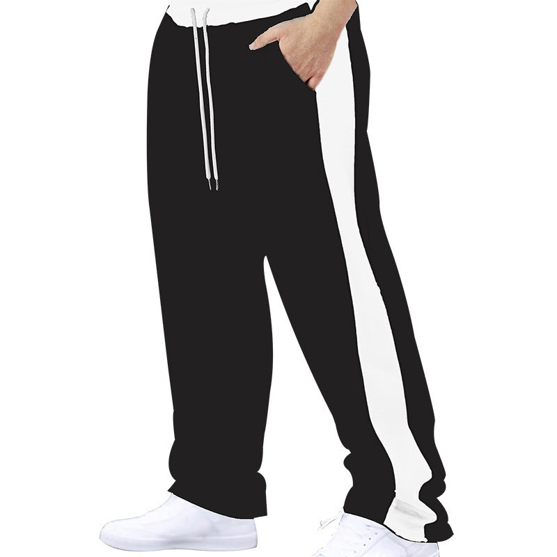 Herrer nan sporty joggingbukser med kontrastsidepanel lige ben snoreliv og stiklommer Skovae