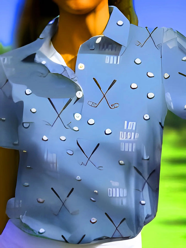 Dame golfshirts med unikt mønster Stilla