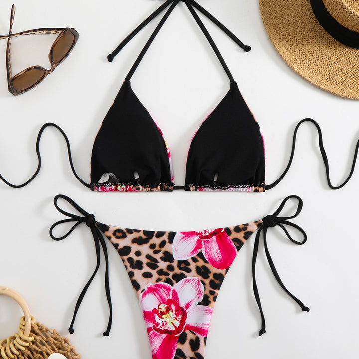 Kvinde Triangel-Bikini med blomster- og dyreprint Skovae