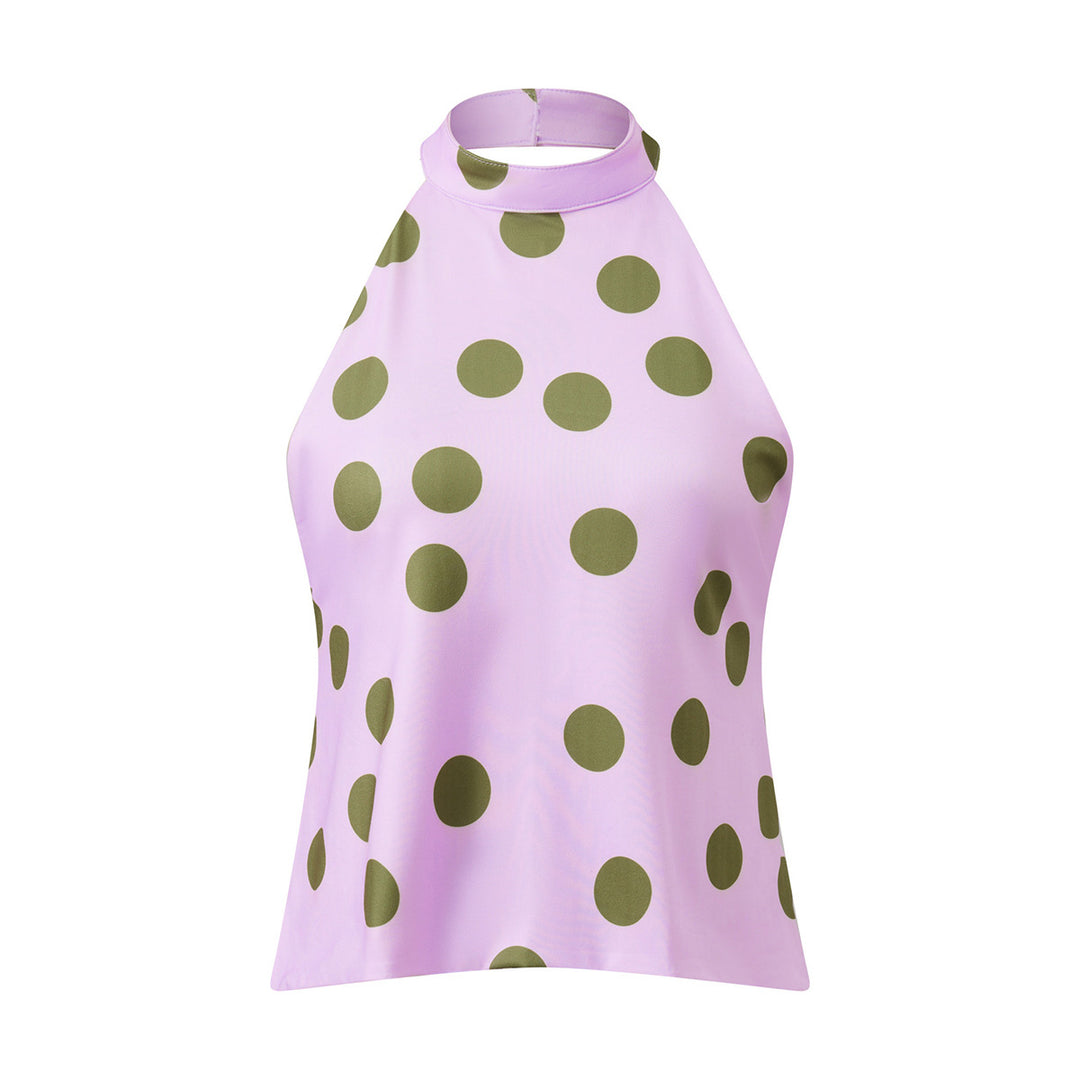 Damer halterneck top med blomstrende design Skovae