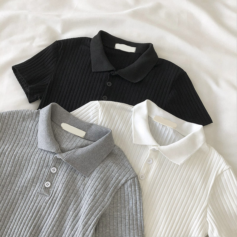Femme Tekstureret Cropped Polo-Shirt Stilla