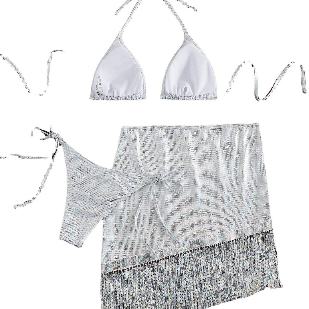 Femme Sparkling Sequin Bikini Sæt Stilla