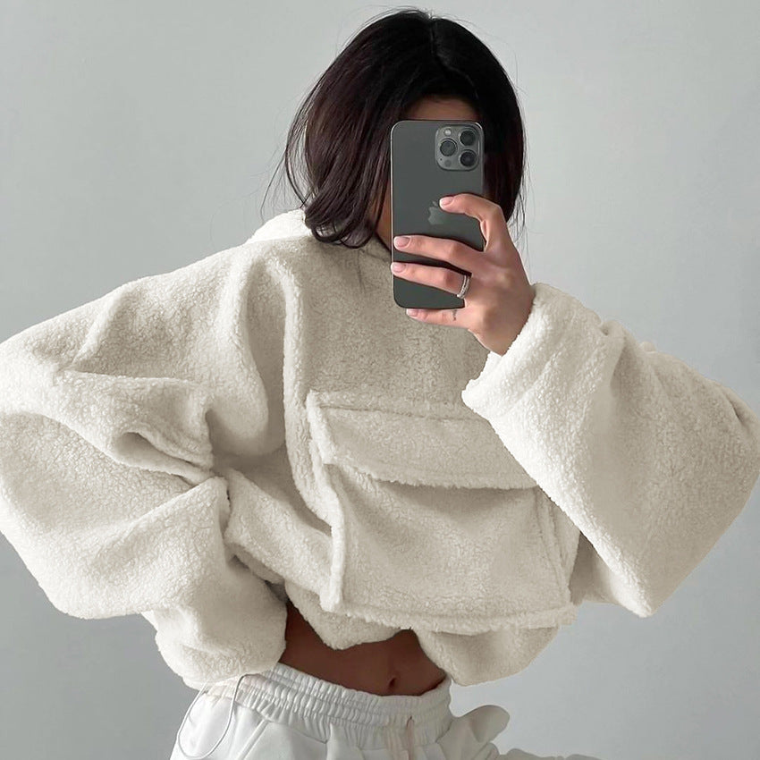 Dame Oversized Fleece-hoodie med hætte og kængurulomme Stilla