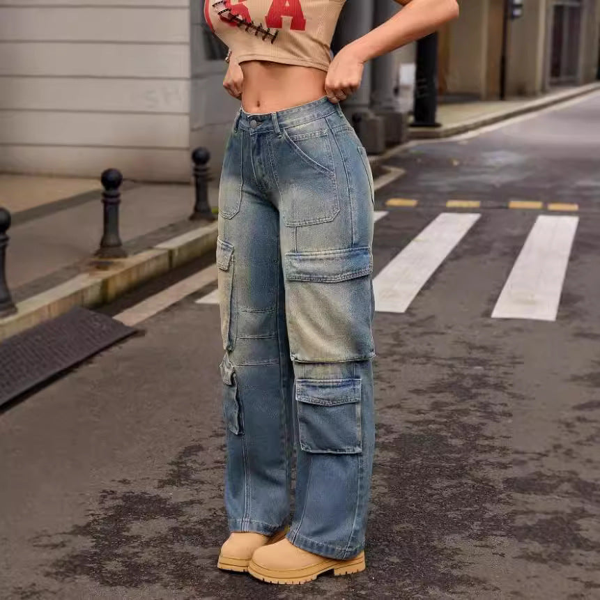 Dame Cargo-Jeans i vintage-stil Stilla