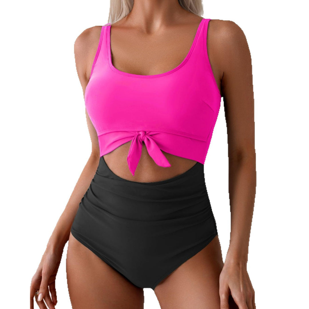 Dame Højskåret Bikini med fashionable knude-detail og stribemønster Stilla