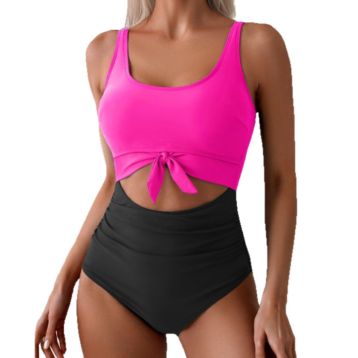 Dame Højskåret Bikini med fashionable knude-detail og stribemønster Stilla