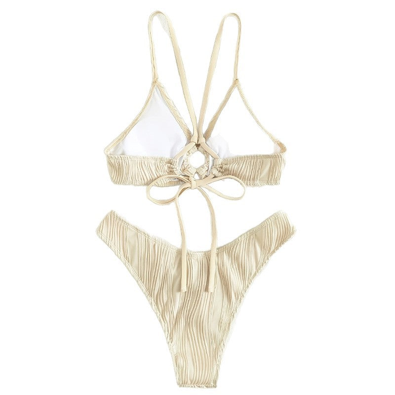 Dame Bicolor Plisseret Bikini Sæt Skovae