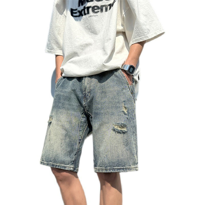 Herrer Distressed Denim Cargo Shorts Stilla