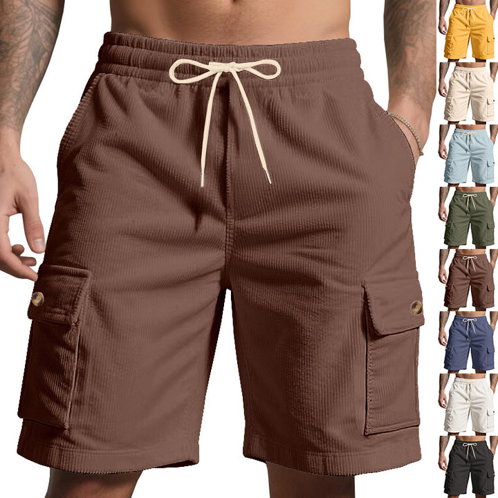 Herren nan Cord-Cargo-Shorts med elastisk tunnelstræk, påsyede cargolommer og blød bomuldsblanding Skovae