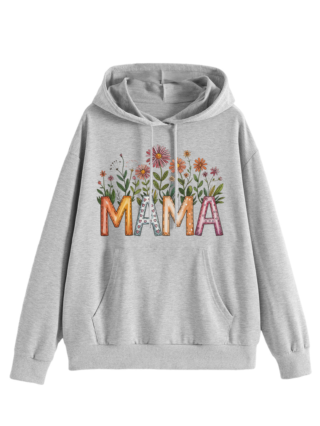 Kvinders hættetrøje med blomsterprint og inspirerende tekst Stilla