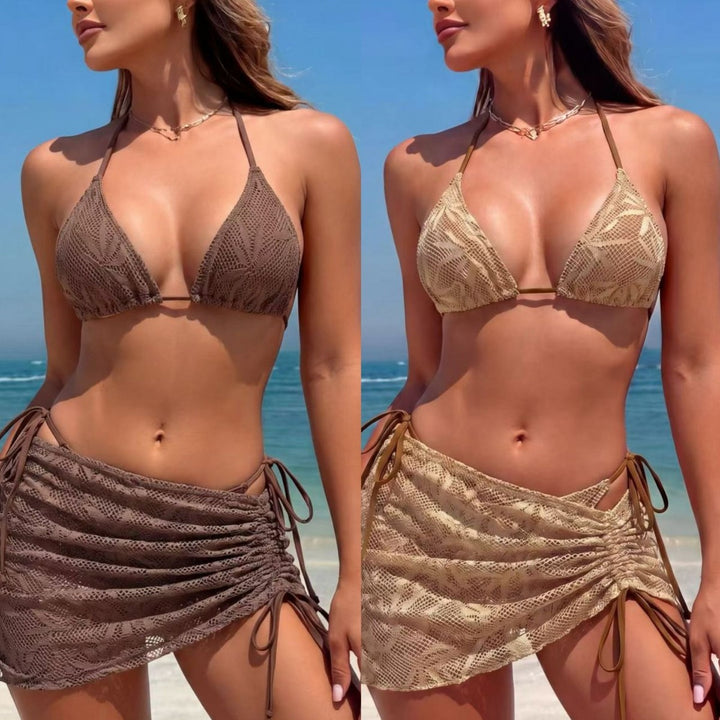 Damer trianglet bikini med sidelagt rynkedesign Skovae