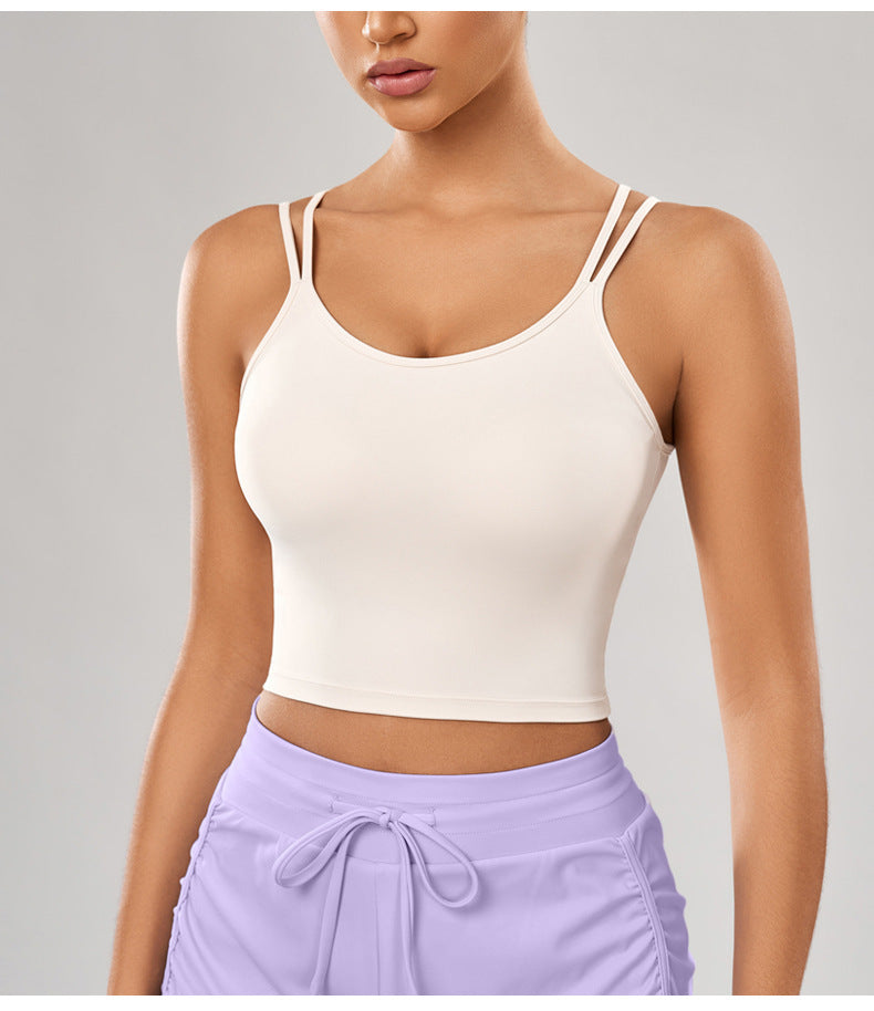 Dame Sporty Crop-Top med justerbare spaghettistropper Stilla