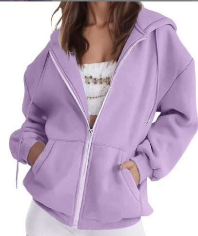 Dame oversized hoodie jakke med praktiske lommer Skovae
