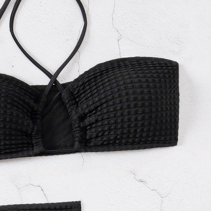 Dame Bandeau-bikini med justerbare stropper og snørebar nederdel Skovae