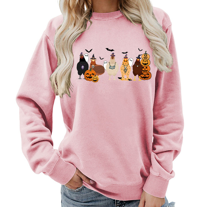 Dame sweatshirt med muntert Halloween-motiv Stilla