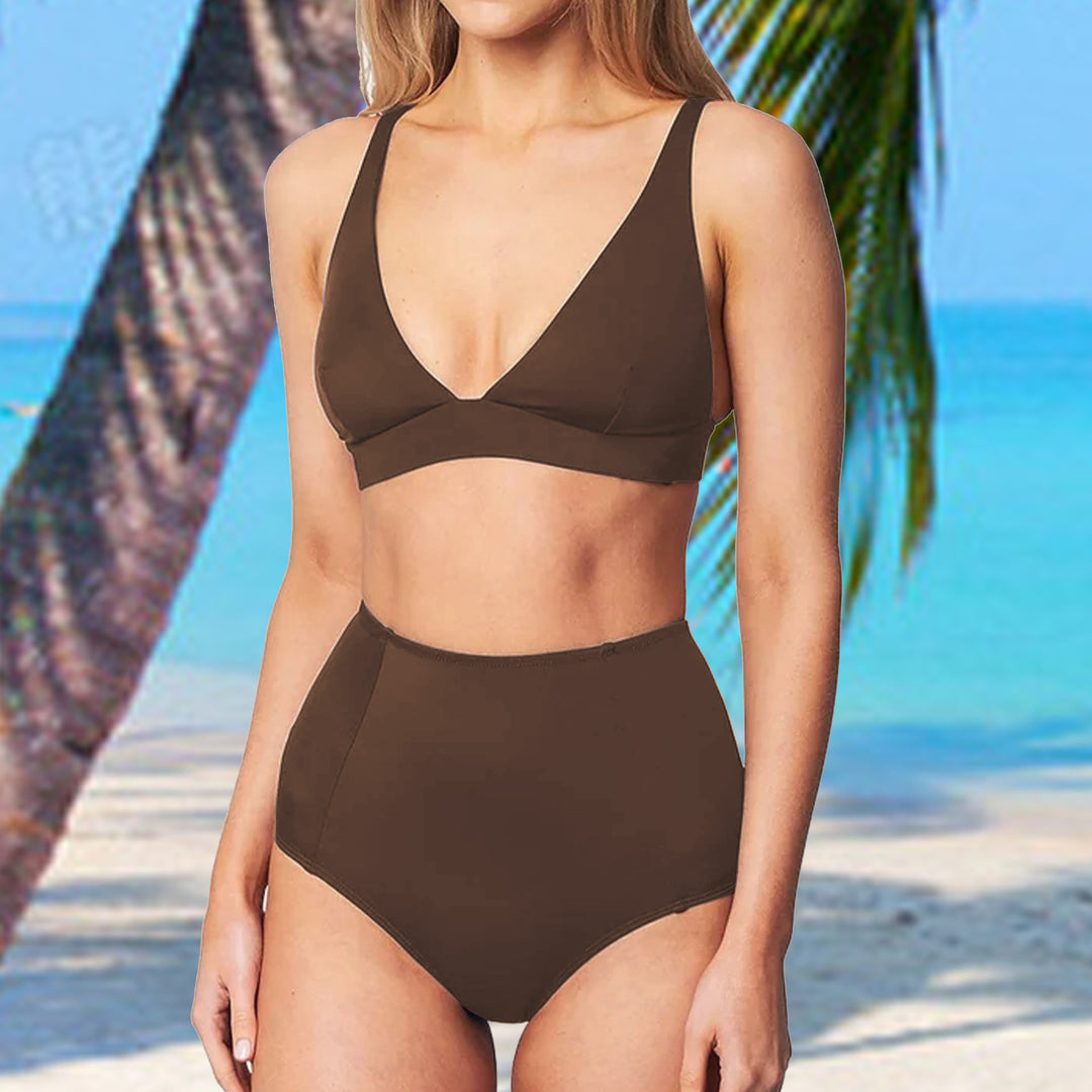 Damer højt skåret bikini med flattering design Skovae