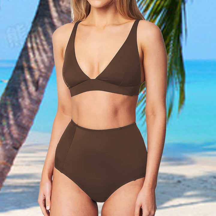 Damer højt skåret bikini med flattering design Skovae