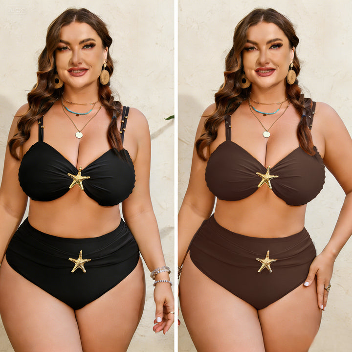 Dame High-Waist bikini-sæt med elegant stjerne-applikation Skovae