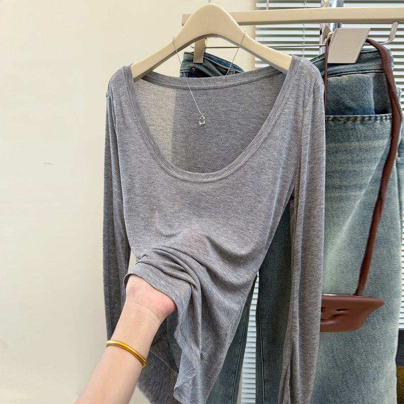 Femme Relaxed Fit Langærmet Top med Rund Hals Stilla