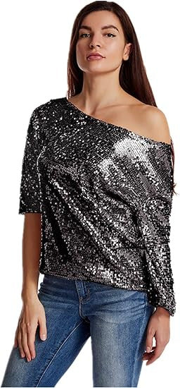 Damer Glitrende Paillet Bluse Skovae