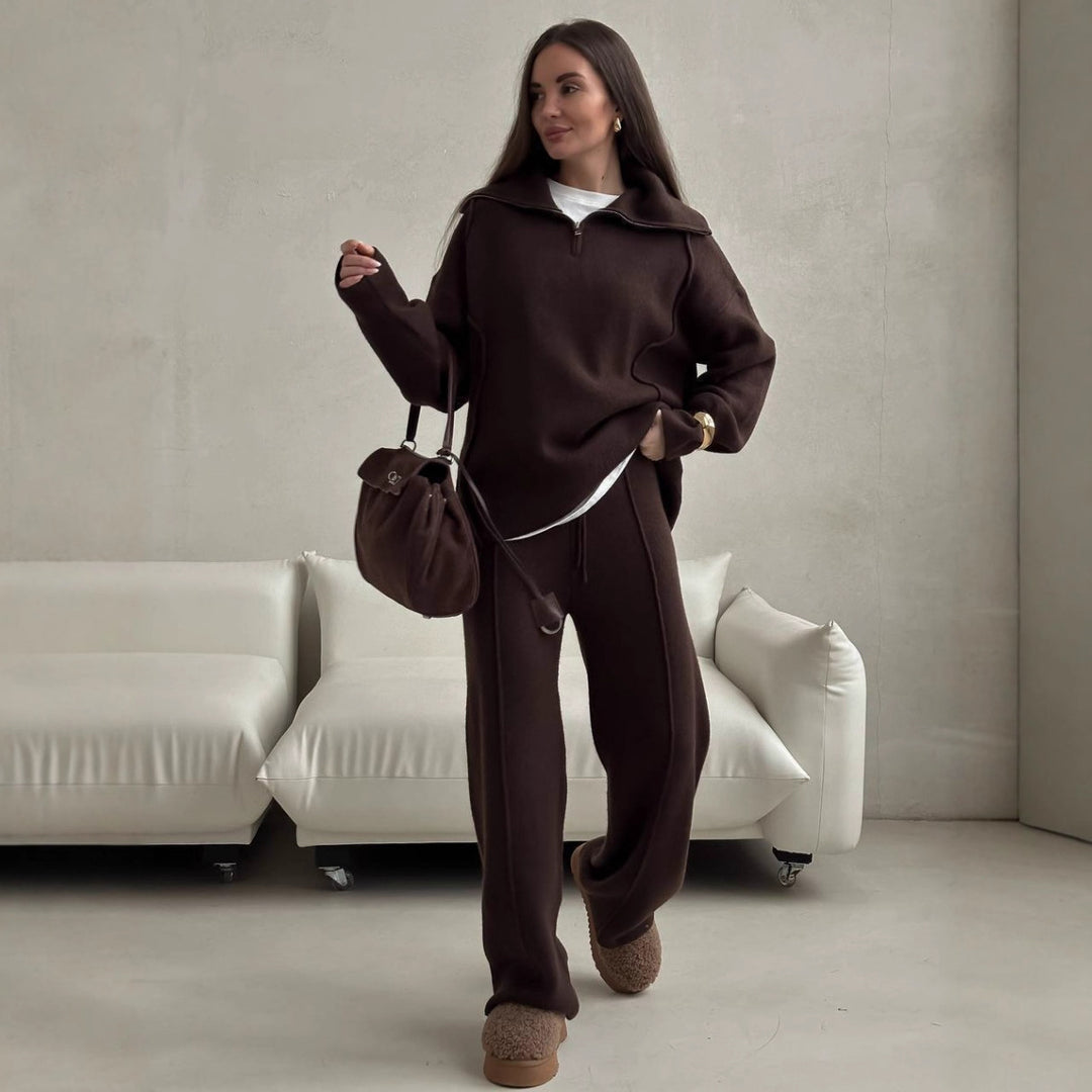Kvinder Casual Sweatshirt og Joggingbukser Sæt med Lynlås og Behagelig Talje Stilla